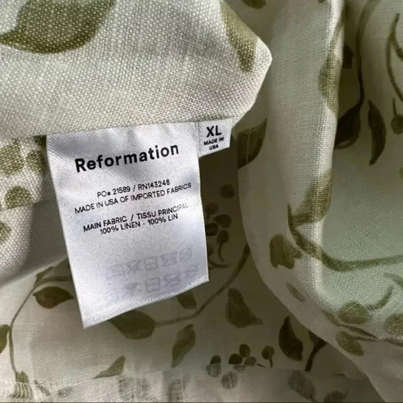NWT Reformation Carine Junebug floral leaf print linen crop top XL B709 - Picture 4 of 4